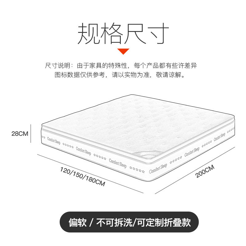 现货速发梵达软垫加厚家用软硬两用1.8米厚垫海绵弹簧床垫偏软