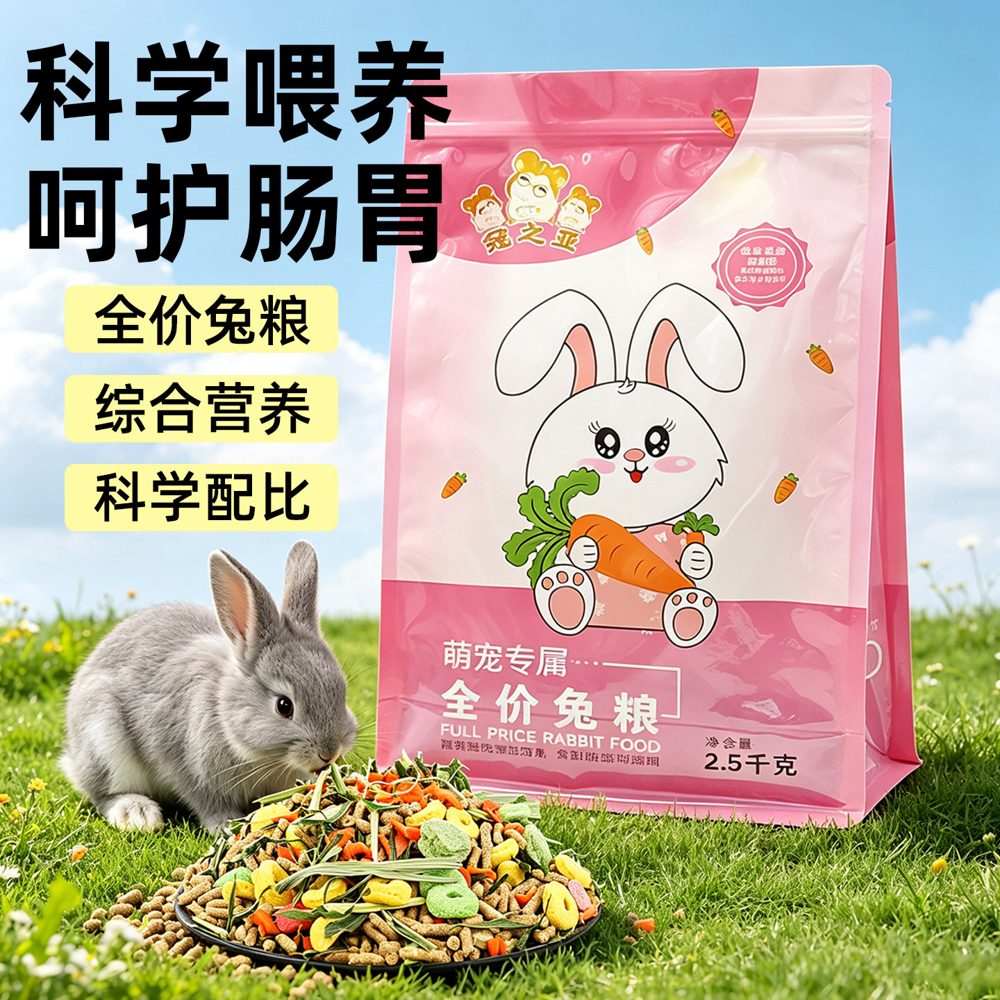 兔粮高纤维成幼兔子饲料食物图片