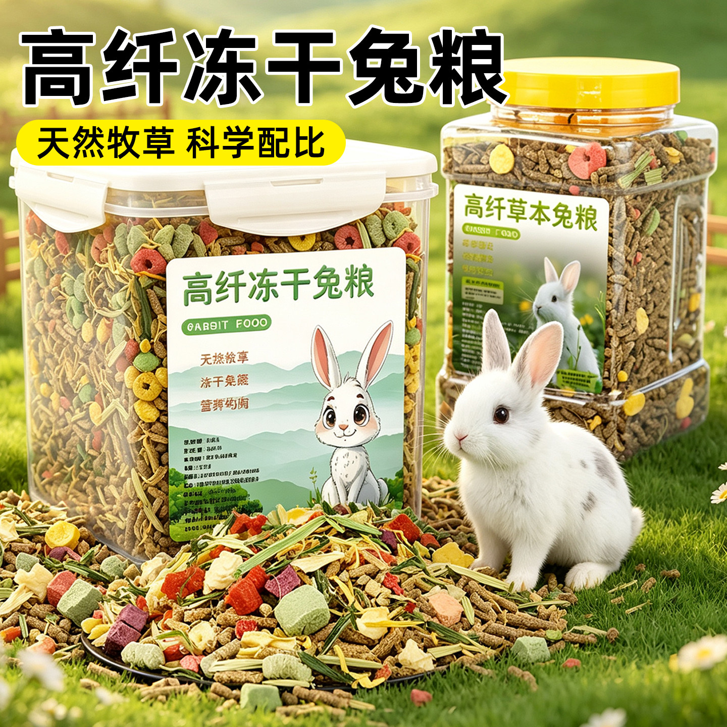 宠物兔粮干草冻干果蔬配方图片