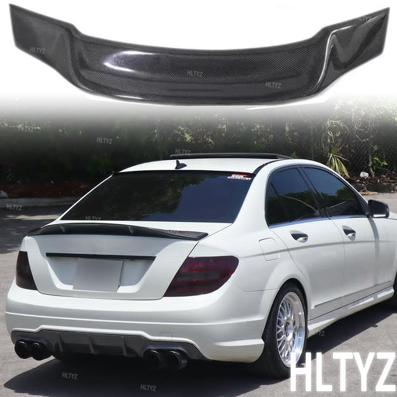 适用于梅赛德斯-奔驰C级C63W204 08-14款真碳纤尾翼改装R款免打孔