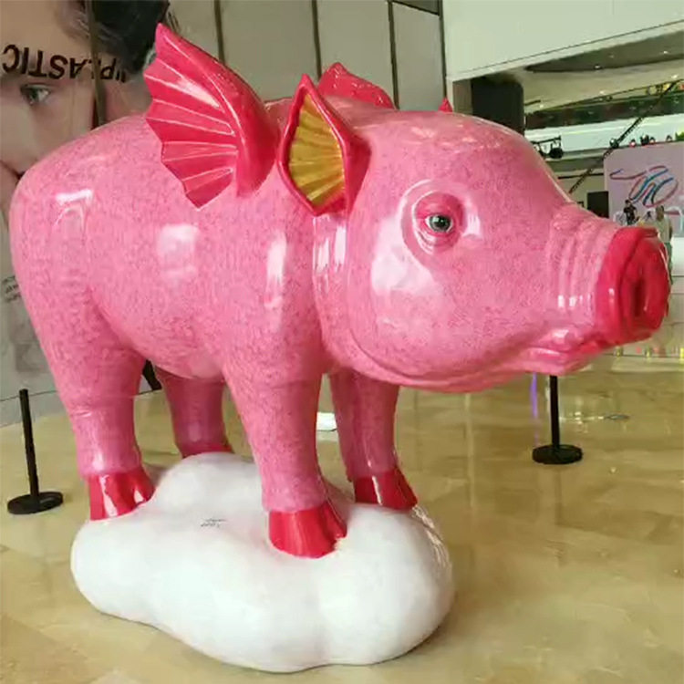 商场美陈玻璃钢生肖猪装饰陈列道具 十二生肖动物雕塑
