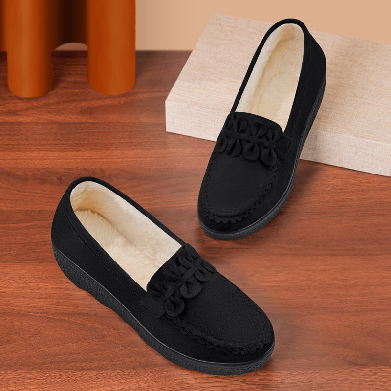 豆豆鞋女冬加绒2025新款一脚蹬老北京布鞋黑色工作鞋保暖软底棉鞋,女鞋,传统布鞋,淘宝优惠券,粉丝福利购,淘宝优惠卷