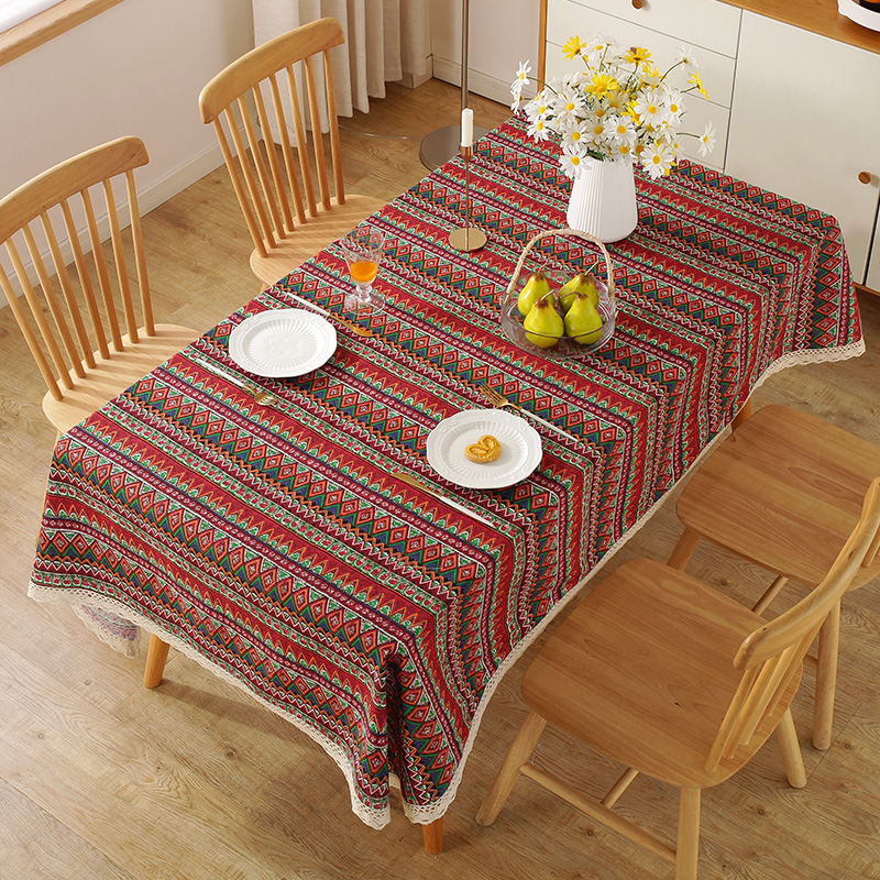 ins桌布布艺棉麻 网红少女心格子书桌布田园北欧风茶几台布餐桌垫