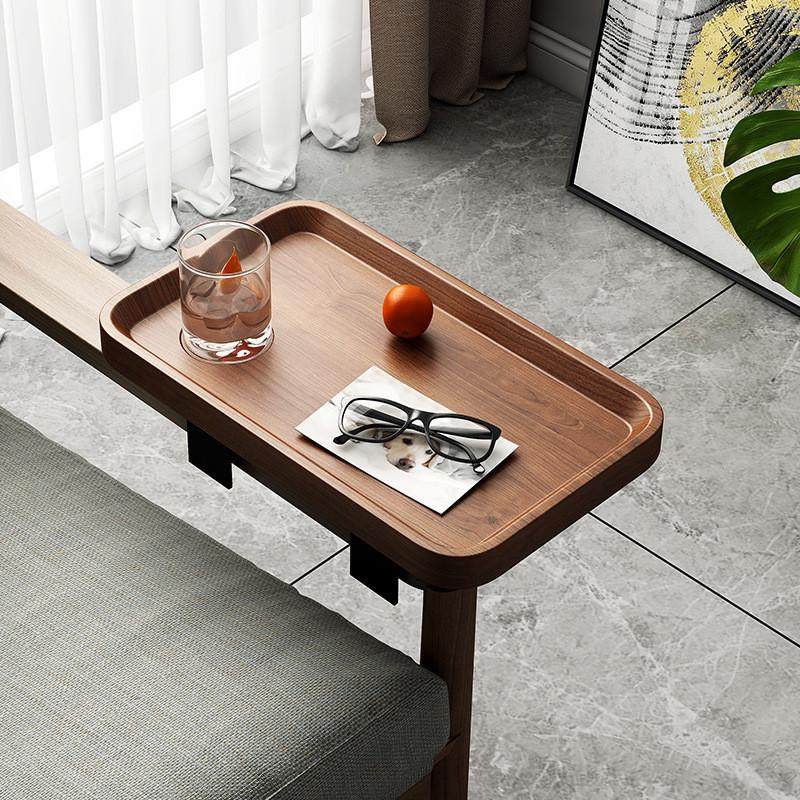 沙发扶手托盘置物板边几床头放茶水杯收纳宿舍床边挂桌支架胡桃色,餐饮具,餐用托盘,淘宝优惠券,粉丝福利购,淘宝优惠卷