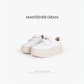 MantenerGran6CM厚底小白鞋 MG女鞋 女真皮透气休闲鞋 魔术贴板鞋