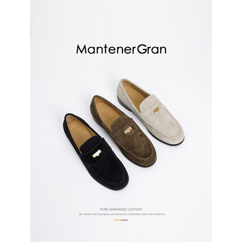 Mantener Gran 一脚蹬乐福鞋女新款复古金币鞋英伦风单鞋 MG女鞋