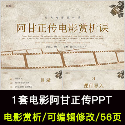 阿甘正传电影赏析鉴赏ppt成品电影分享经典电影情节人物艺术