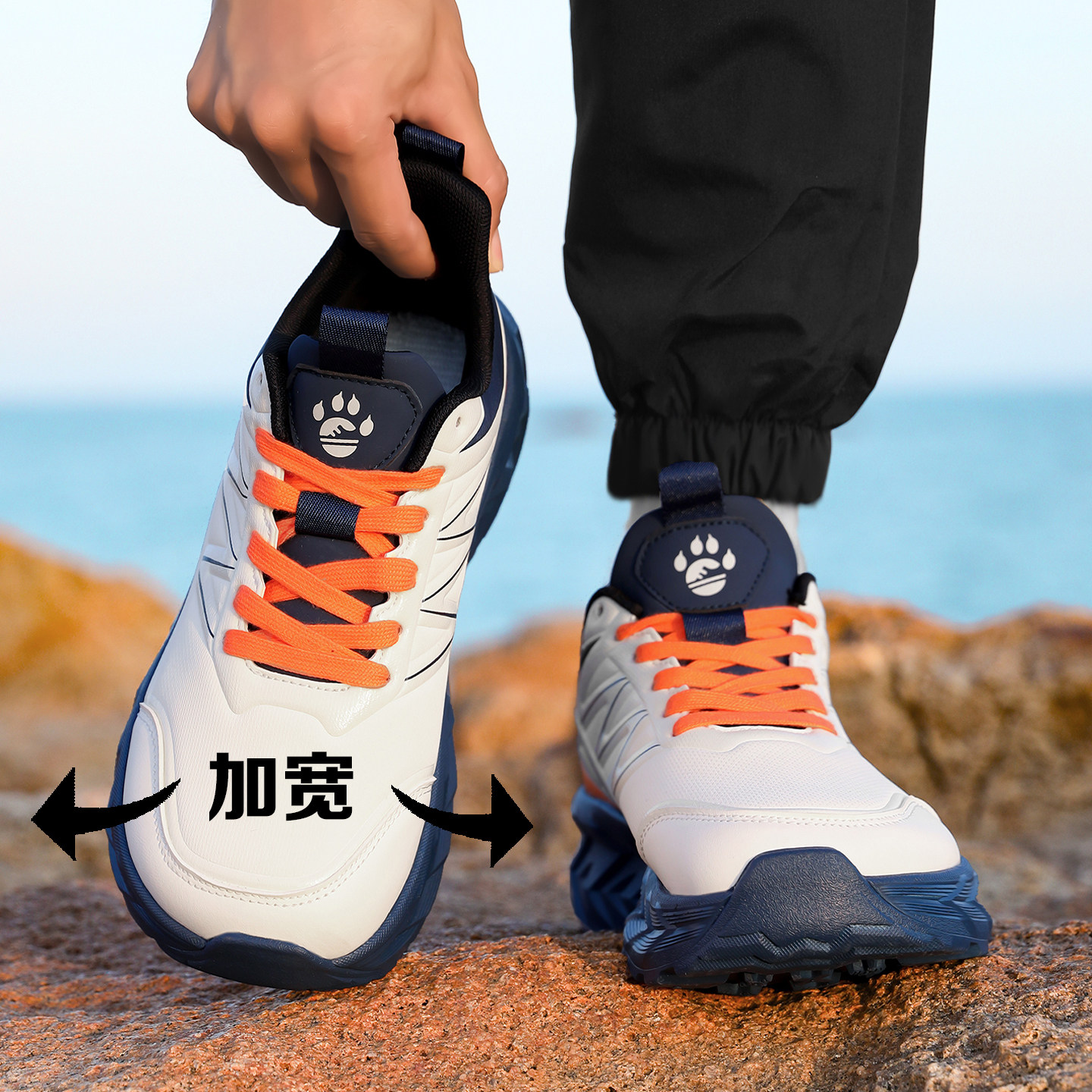 加宽加肥秋冬季男鞋皮面防水跑步鞋子青少年男款4E宽头宽脚运动鞋,流行男鞋,时尚休闲鞋,淘宝优惠券,粉丝福利购,淘宝优惠卷