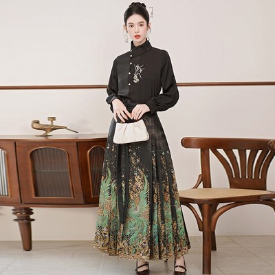 速发国风中服裙半裙日常通勤改良汉面成人新马式半身裙高腰