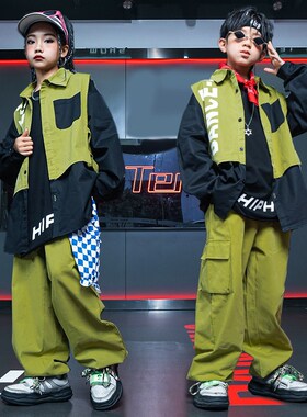 速发街舞少儿潮服酷帅hiph蹈p男孩架子鼓演出服套装孩炸街舞o表演