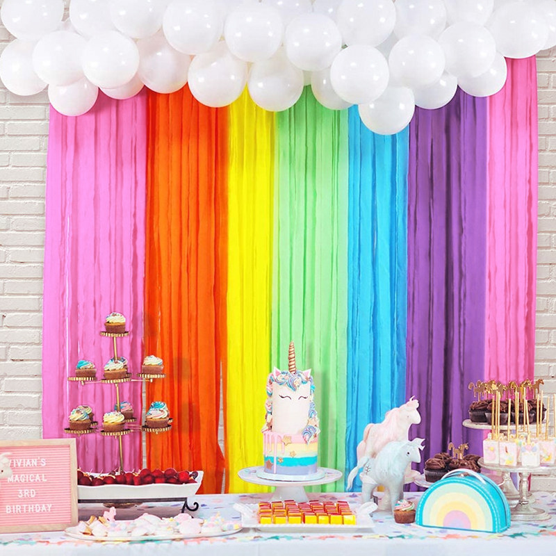 速发生日布置气球流彩条苏纸飘带彩带皱纹纸儿童派对装饰背景墙