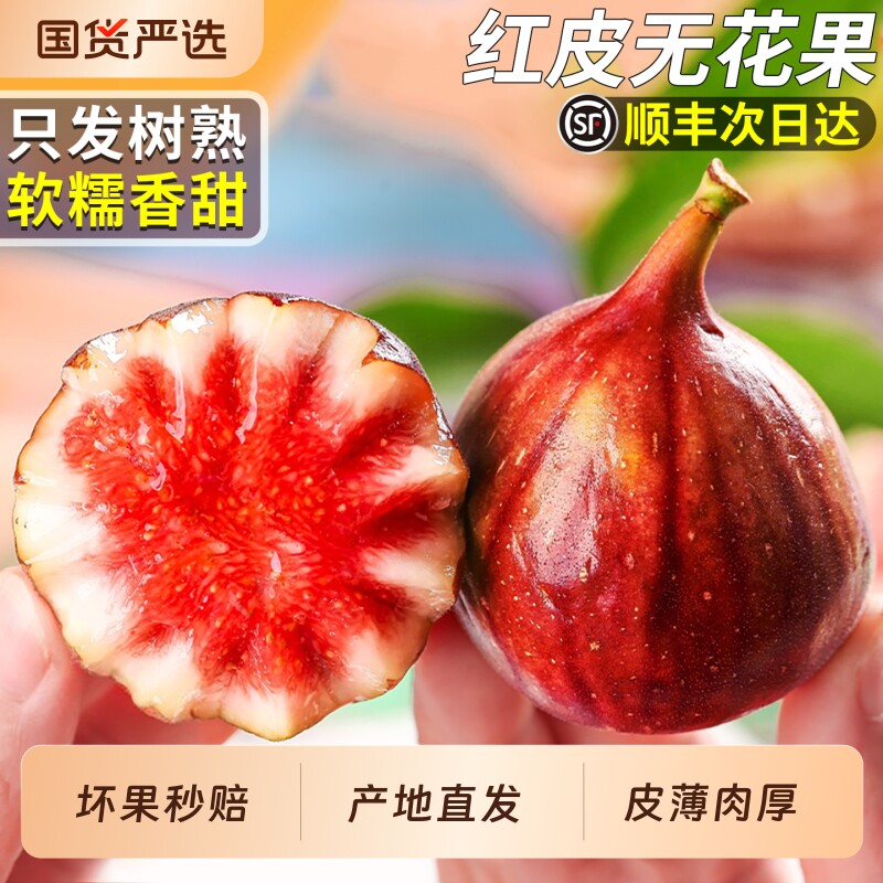 顺丰红皮无花果鲜果当季新鲜水果现摘大果软糯香甜糖包子整箱包邮