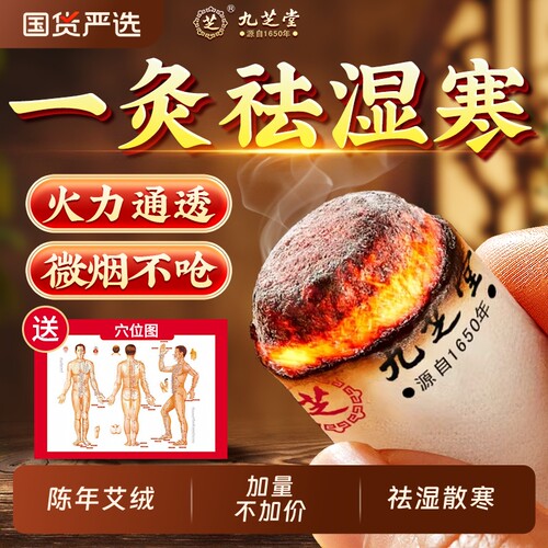 九芝堂艾灸柱艾条陈年艾柱非十年艾草绒无烟家用随身艾灸祛湿正品
