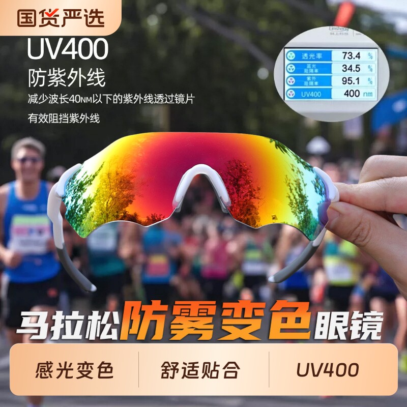 专业跑步运动眼镜男马拉松变色户外登山骑行防风防紫外线护目镜女图片