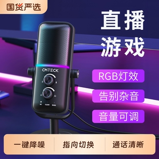 双指向桌面麦克风电脑台式主播专业录音配音直播设备降噪游戏麦