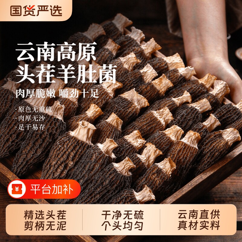 羊肚菌干货云南新鲜头茬菌菇煲汤炖鸡美食材浓郁包邮美味无硫官方