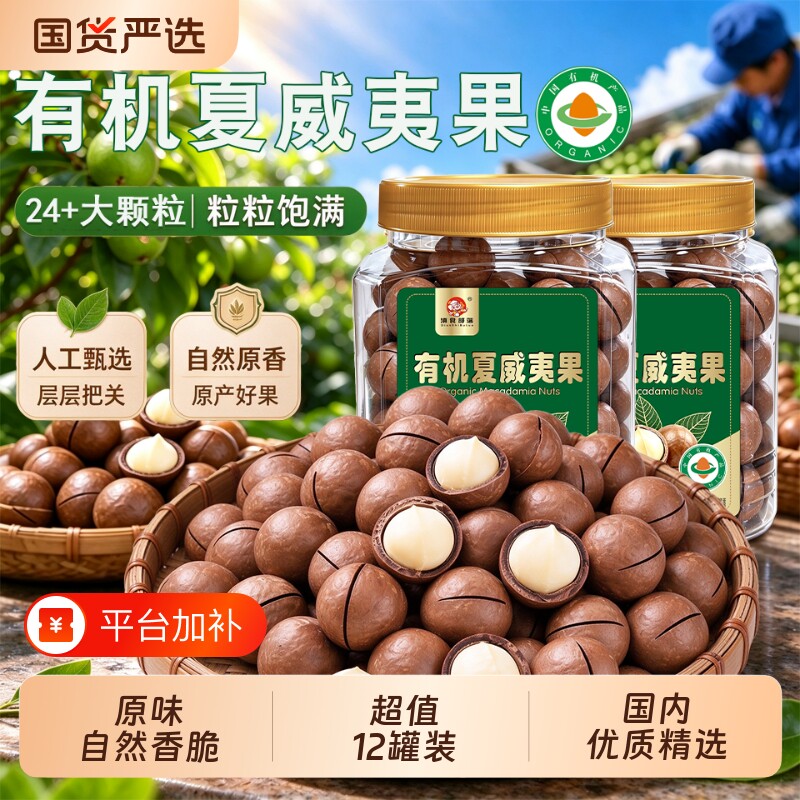 认证原味夏威夷果24-26mm特大果颗粒非油炸新货坚果零食年货整