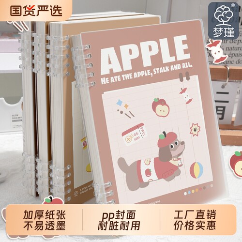 梦瑾B5活页加厚笔记本带扣