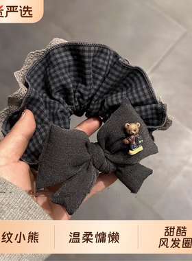 复古小熊蕾丝发圈女款