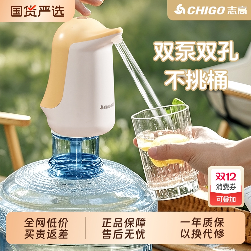 志高双泵抽水器电动饮水机家用自动双孔出水矿泉纯净桶装水压水器