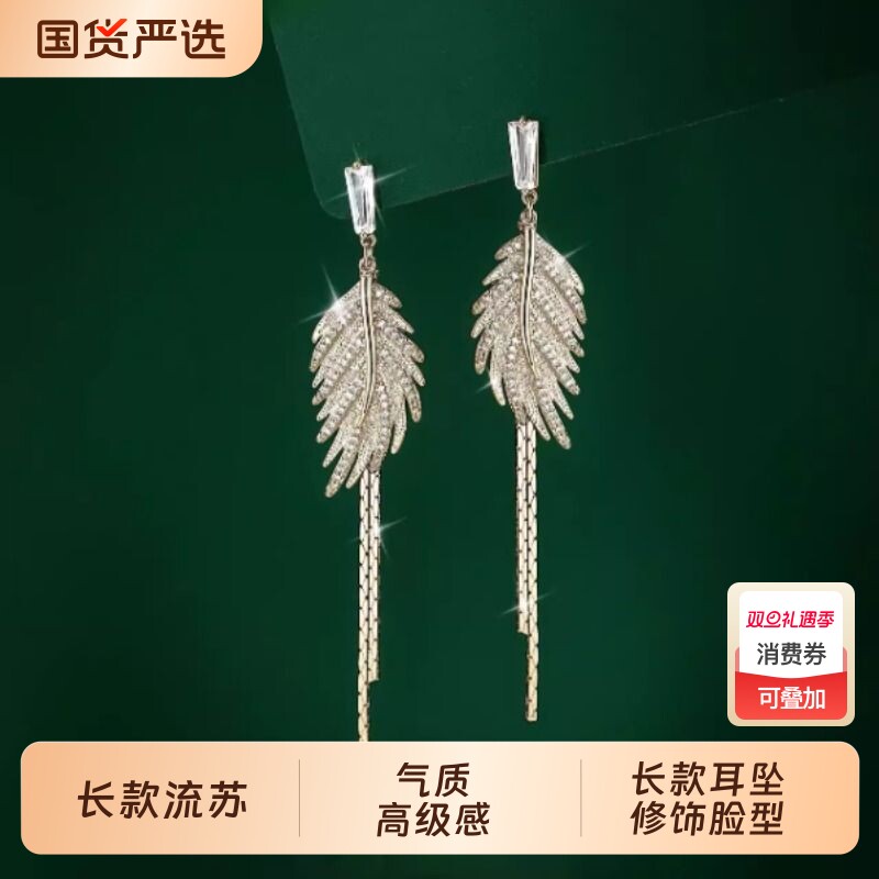 气质耳饰女长耳坠长款流苏耳环2025新款爆款高级感轻奢925银耳