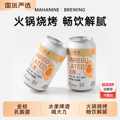 大九酿造无序酸浑浊IPA啤酒330ml*2国产精酿鲜橙鲜啤易拉罐装水果