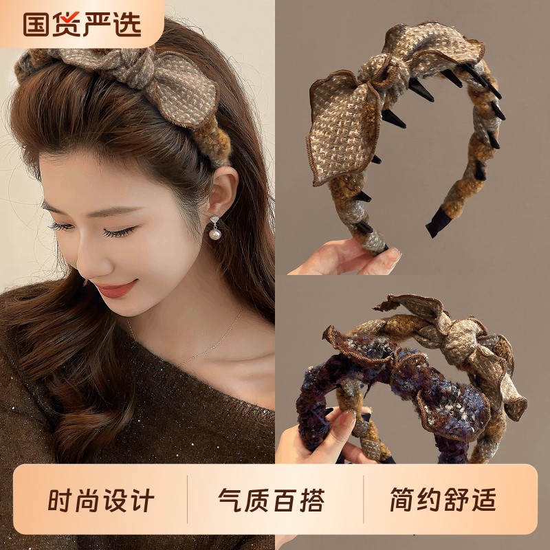 颅顶2025新款秋冬蝴蝶结发箍女高发带洗脸专用头箍压发卡发捆头饰