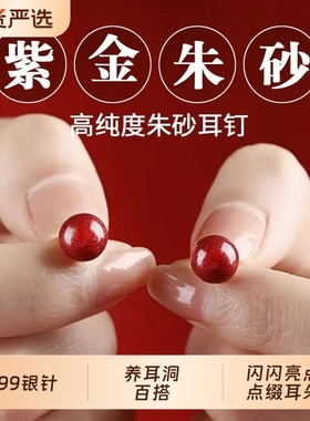 朱砂耳钉官方旗舰店正品银针高级感耳饰轻奢红色耳环新款2026爆款