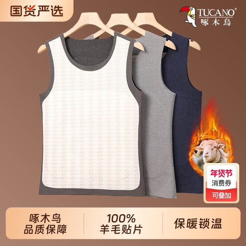啄木鸟德绒保暖背心男士内衣2025新款全羊毛填充男款打底衫秋冬季,女士内衣/男士内衣/家居服,保暖背心,淘宝优惠券,粉丝福利购,淘宝优惠卷
