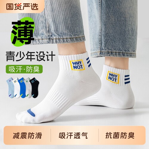 青少年袜子男短袜春夏薄款运动袜