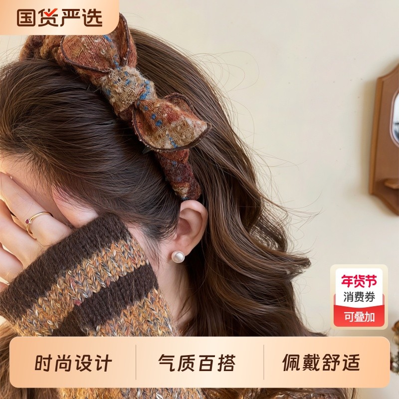 慵懒甜美绑带蝴蝶结发箍女韩系百搭高颅顶头箍日常外戴不压发卡