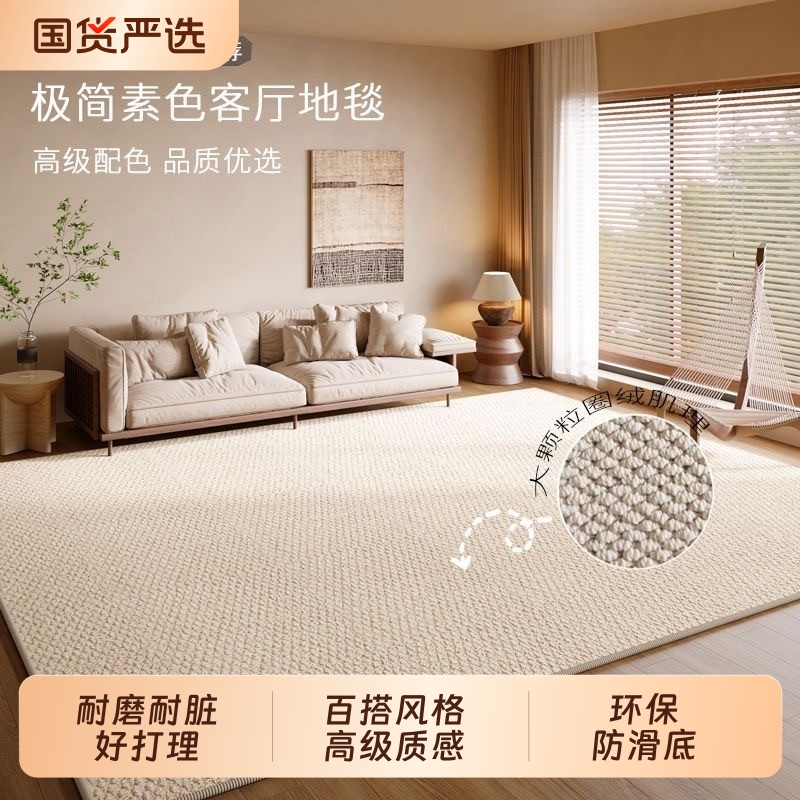 客厅地毯沙发免洗可擦地垫高级感卧室床边毯防滑垫剑麻入户白色