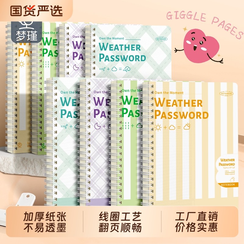 梦瑾新款加厚线圈笔记本本子高颜值初高中生专用b5课堂考研厚白卡日