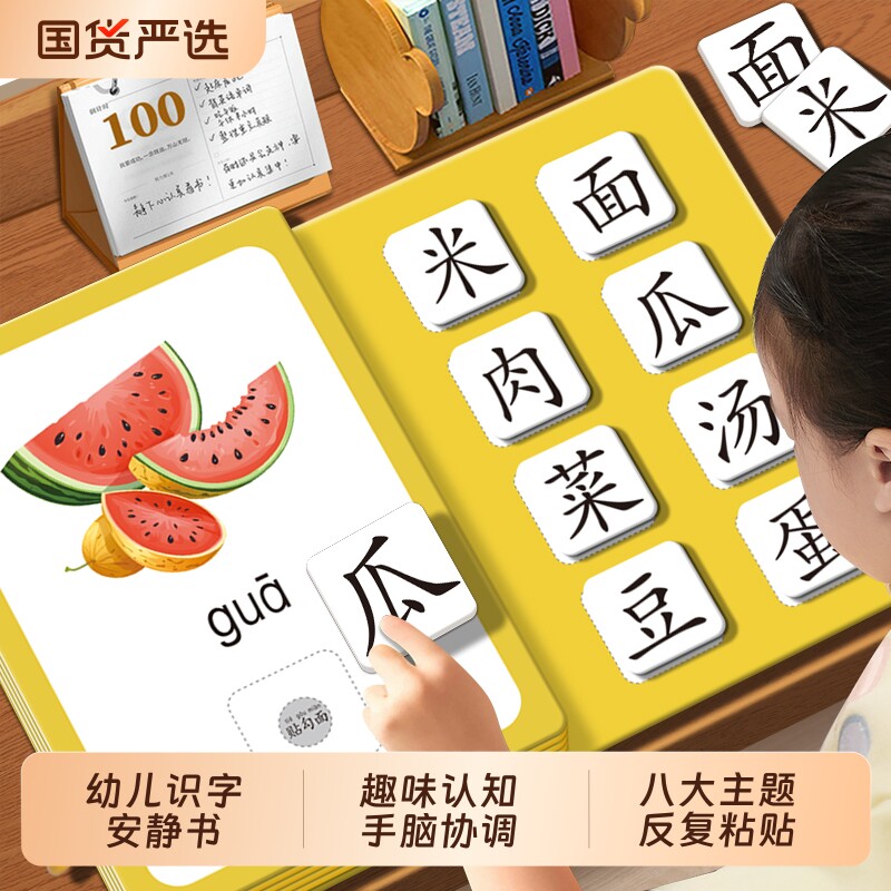 识字书幼儿认字启蒙早教安静书儿童识字卡片幼儿园宝宝认知卡看图