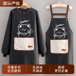 家用厨房防水防油围裙餐饮专用成人工作服长袖罩衣女做饭围腰男士