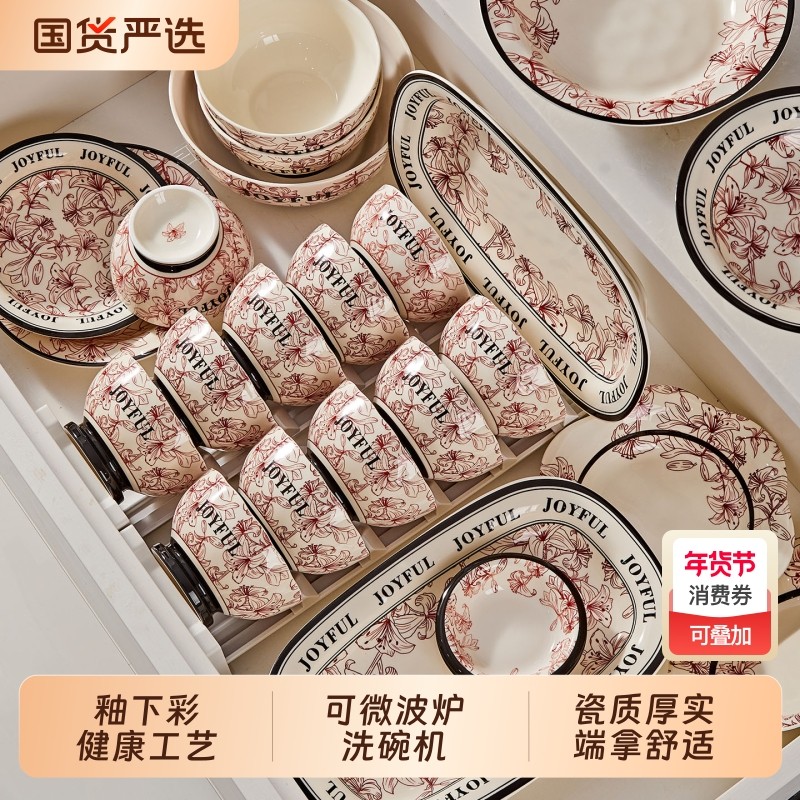 陶瓷碗家用2025新款高颜值乔迁新婚结婚餐具套装漂亮的碗盘碟碗具