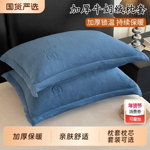 牛奶绒枕套一对装48X74cm枕头套枕芯套装冬季加厚单只可拆内胆套