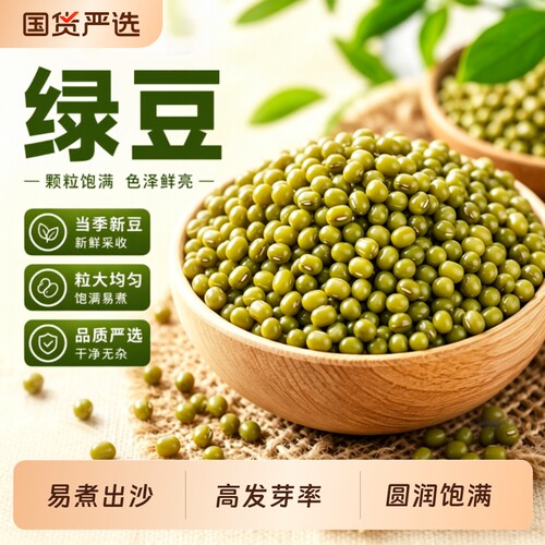 多沙绿豆新货五谷杂粮小绿豆粥新鲜发豆芽专用打豆浆原料营养早餐
