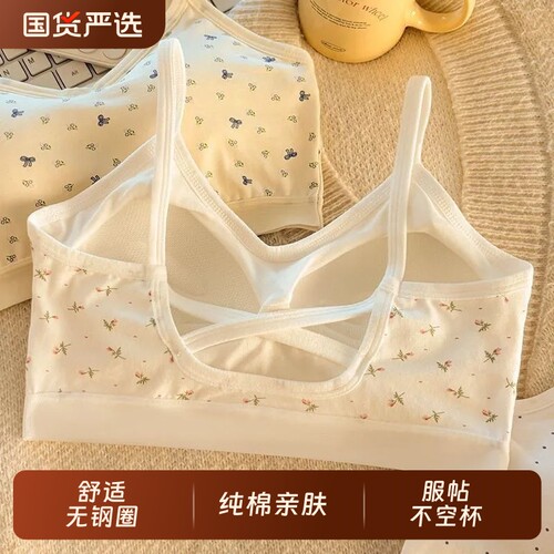 女童内衣纯棉a类初高中学生发育期背心薄款透气少女防震固定文胸