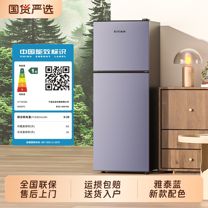 先科冰箱一级能效家用小型租房宿舍迷你办公室冷冻节能冷藏电冰箱