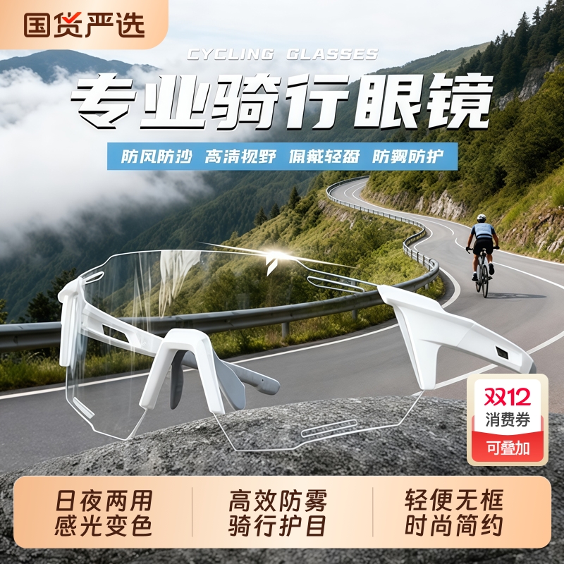 2025骑行眼镜护目镜夜视墨镜日夜两用户外骑行运动眼镜防风防雾