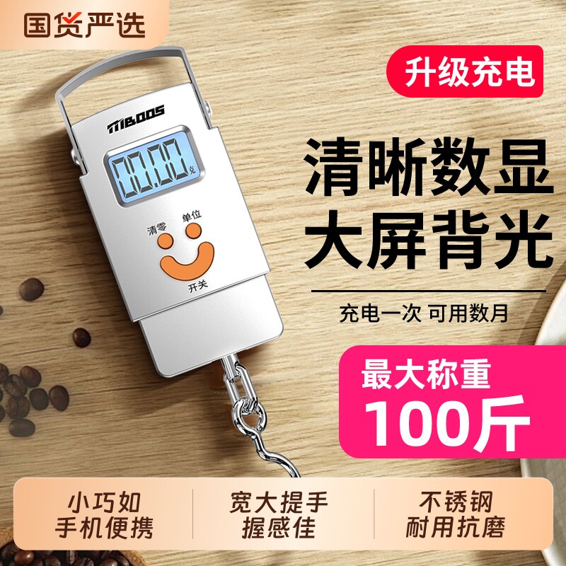 2025新款便携式手提电子秤精准家用小型高精度商用称重弹簧称鱼器