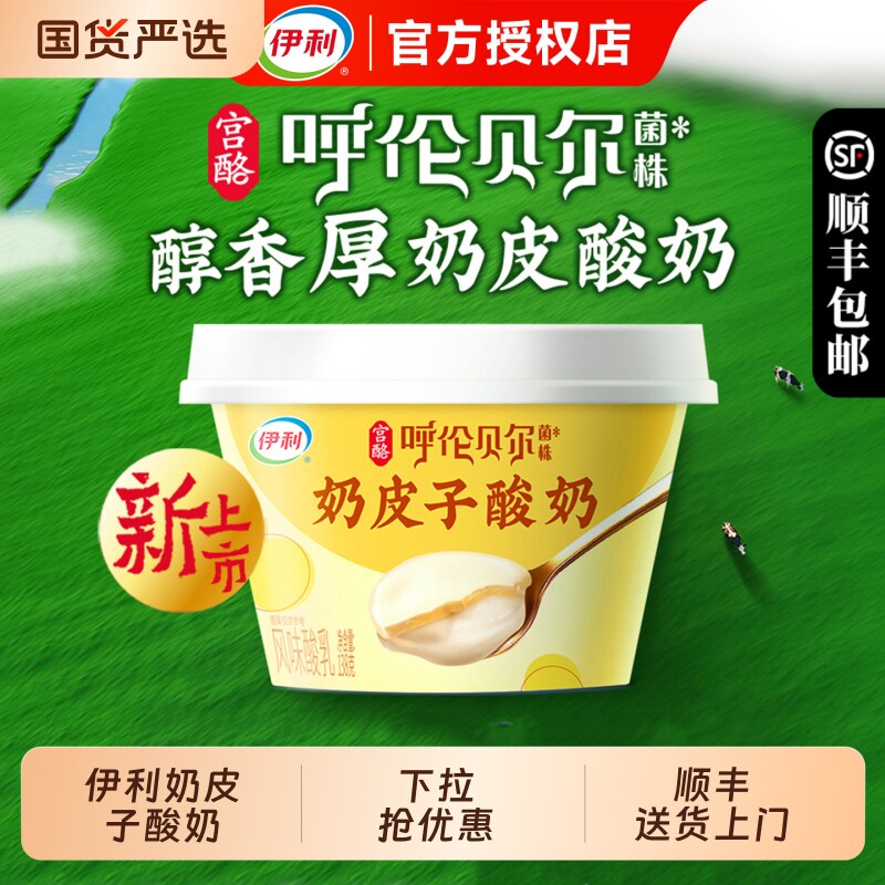 伊利奶皮子酸奶138g*12杯呼伦贝尔草原珍贵菌株营养早餐发酵乳