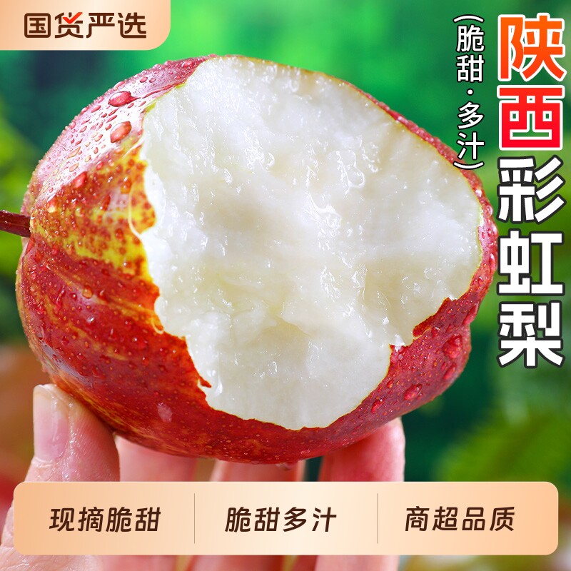 彩虹梨陕西新鲜梨子水果大果当季红皮梨香脆甜早酥梨整箱包邮