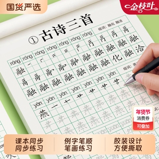 三年级上册下册生字同步字帖练字帖语文人教版小学生每日一练笔画笔顺钢笔练字专用小学硬笔书法练字本儿童练习写字楷书摹写本作文