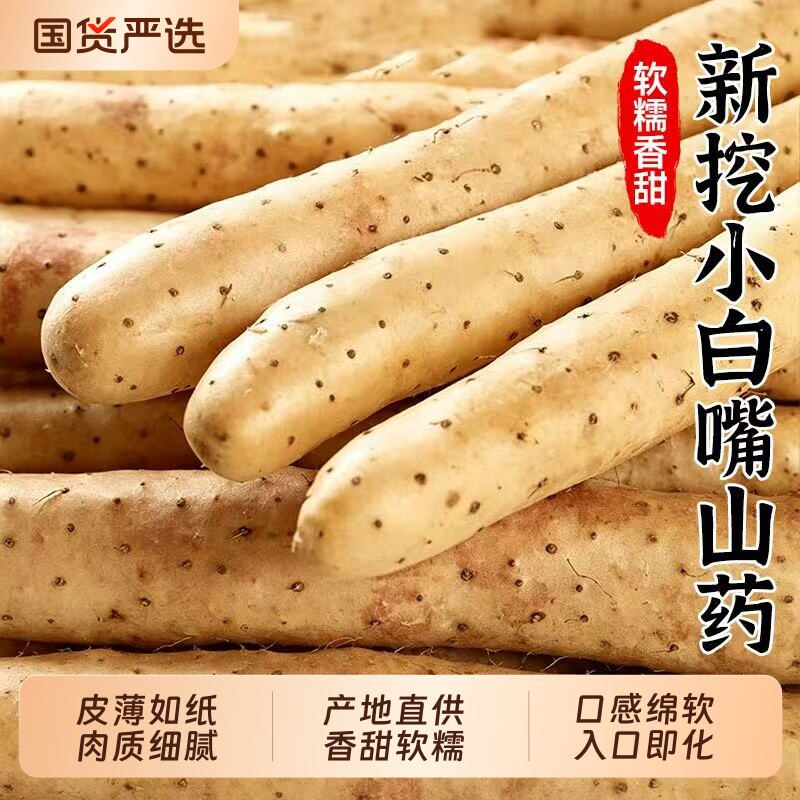 小白嘴山药当季农家蔬菜铁杆淮山药新鲜现挖铁杆铁棍山药整箱包邮