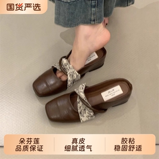 法式内增高包头半拖鞋女夏外穿2026新款一脚蹬高跟玛丽珍单鞋凉拖