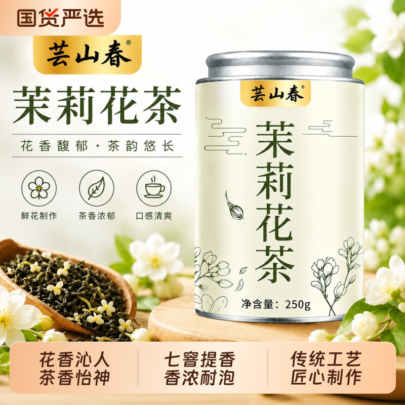 横县茉莉花茶2026新茶特级浓香型绿茶碧螺春茶叶礼罐250g香韵