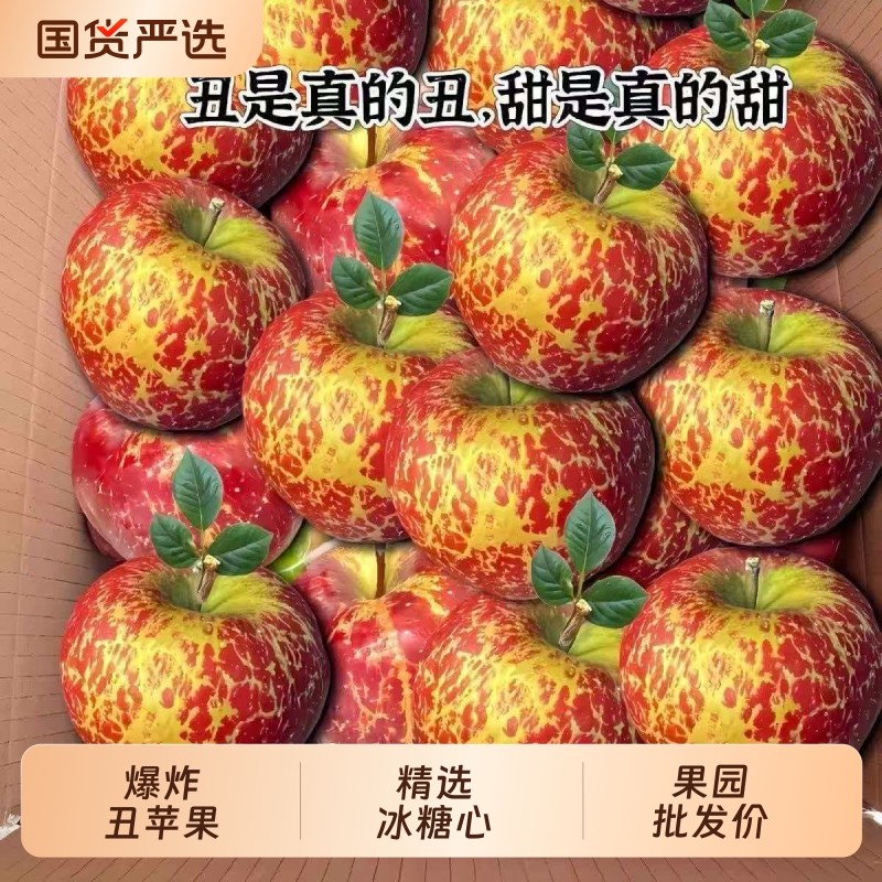 爆甜高山丑苹果新鲜苹果红富士脆甜冰糖心水果整箱批发年货节果园