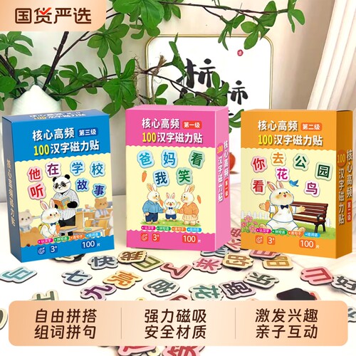 早教汉字识字磁力贴高频3幼儿冰箱贴卡片6认字读语磁吸动脑游戏